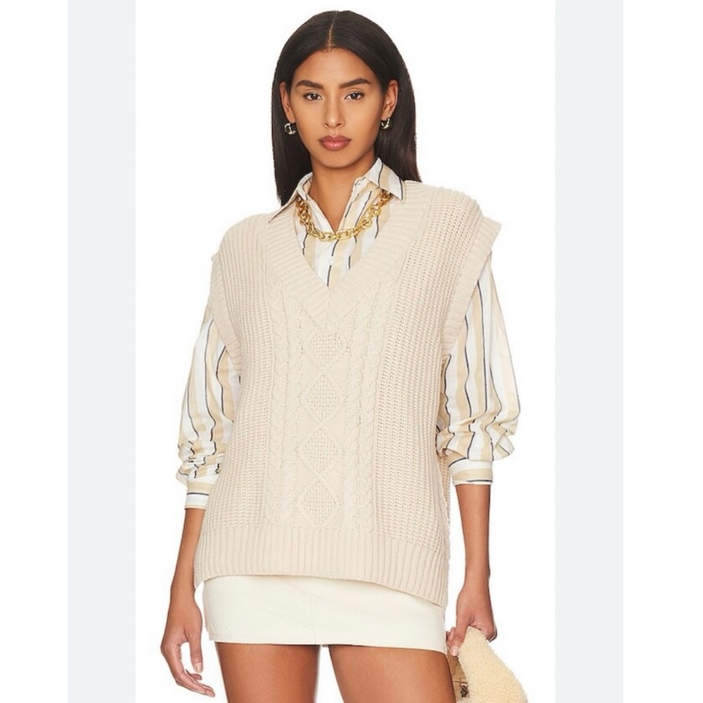 Pistola Kiran V-neck Cotton Women's Cream Sweater Vest Dove